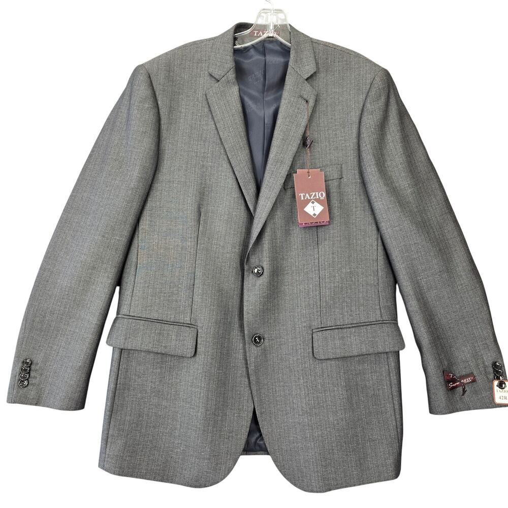 Tazio Italy Gray Wool Touch Suit Coat NEW Silk Lined Formal Jacket Mens Size 42R